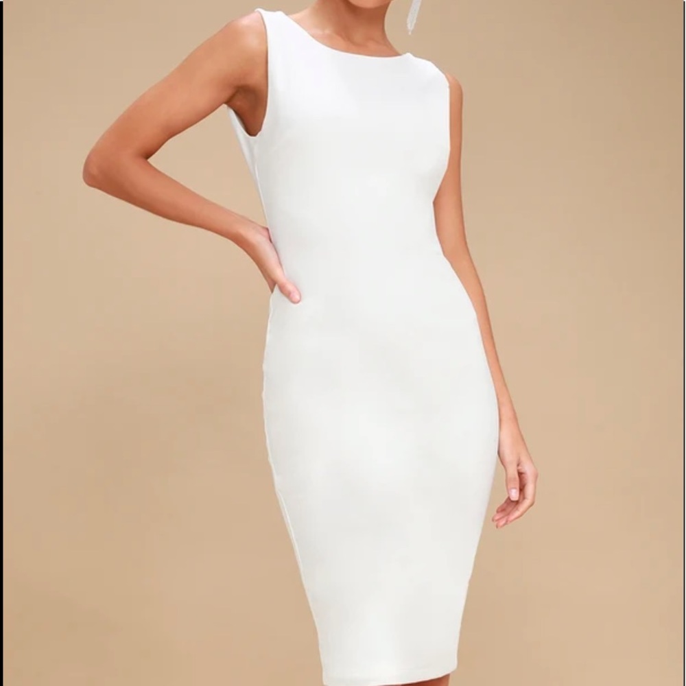 White Backless Midi Dress